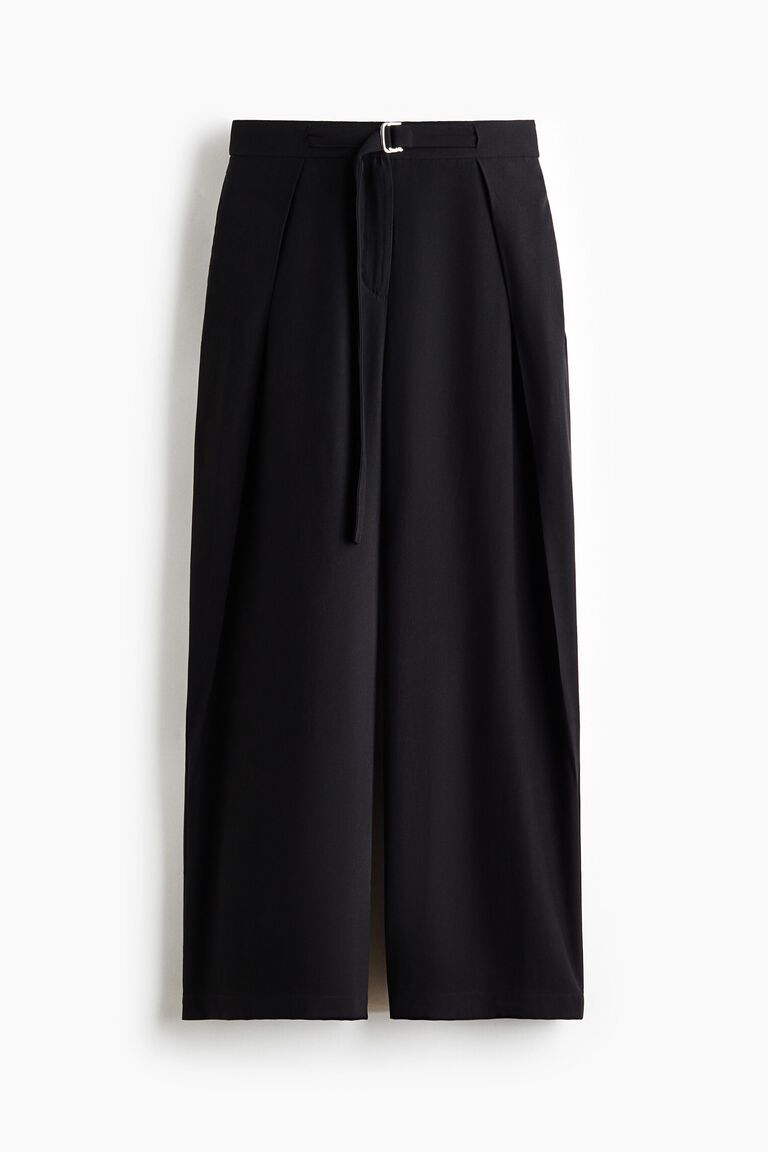Wrap-detail twill trousers