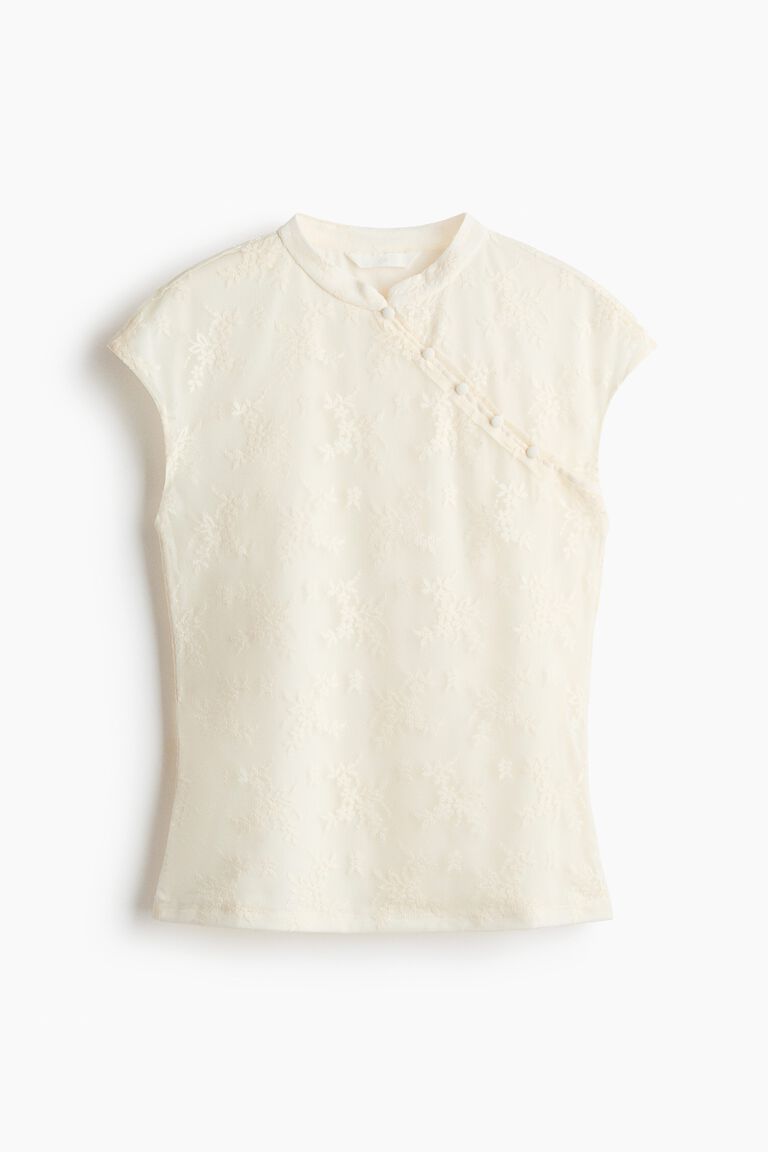 Cap-sleeved lace top