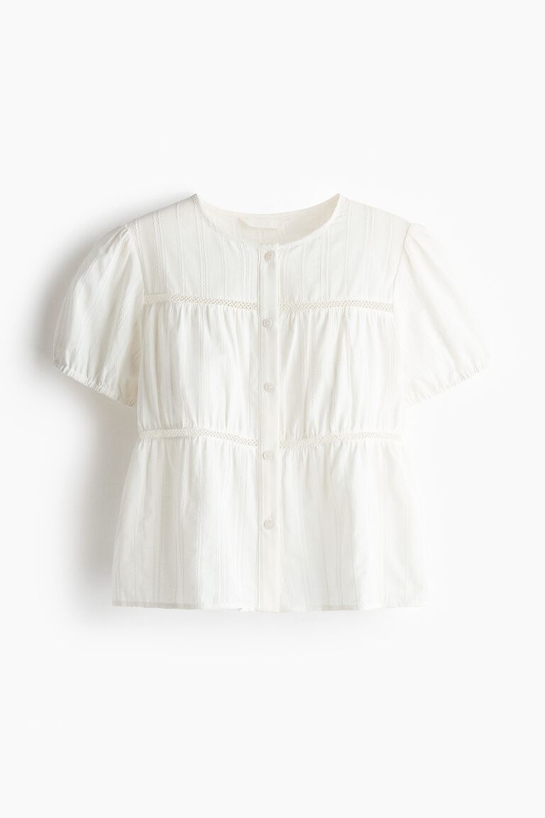 Puff-sleeved cotton blouse