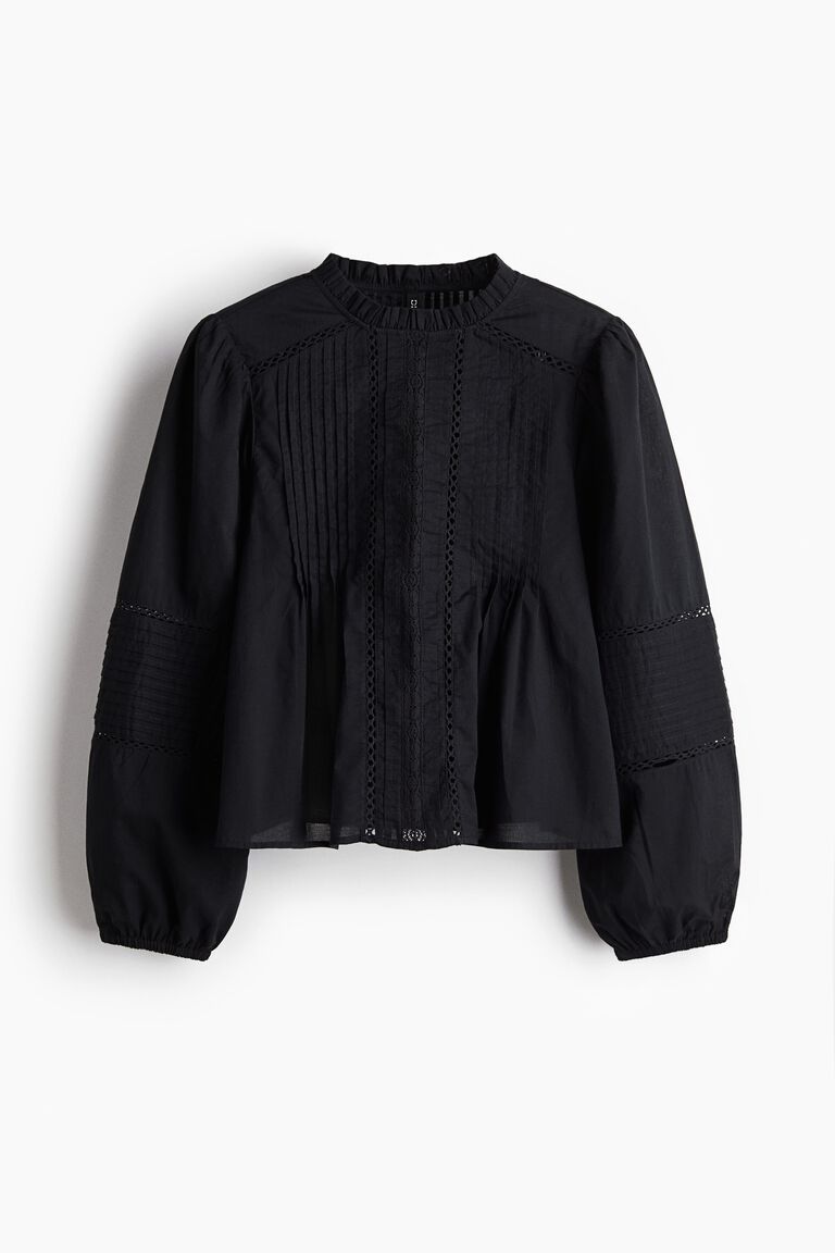 Pintucked cotton blouse