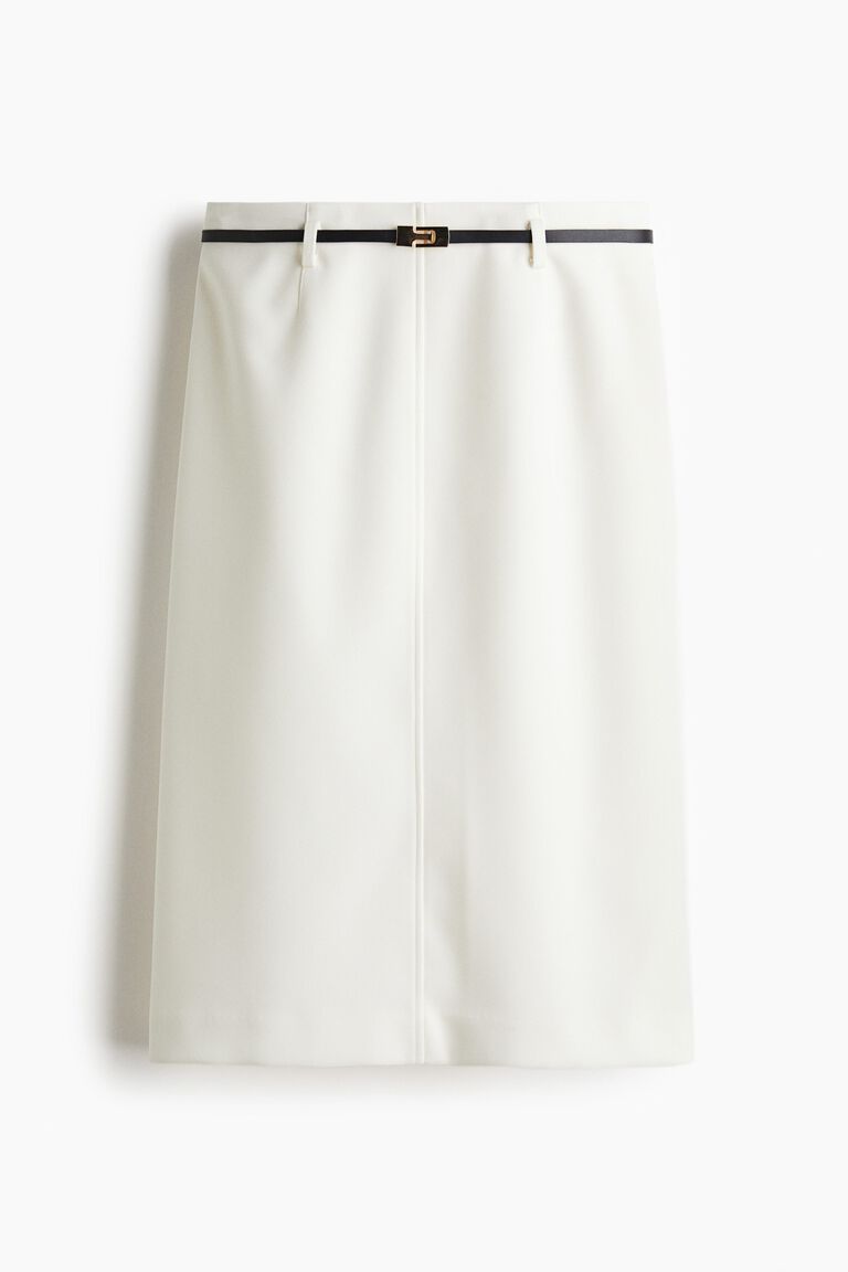 Belted pencil skirt