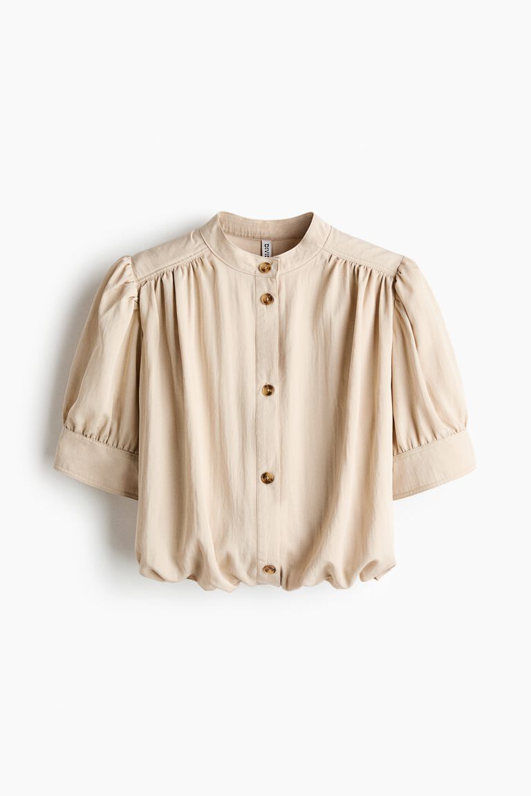 Bubble-hem twill blouse
