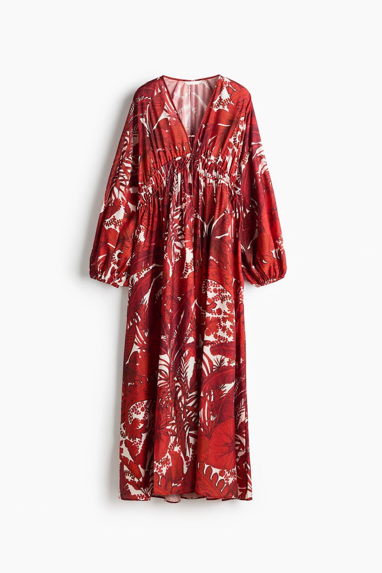 Balloon-sleeved tunic dress