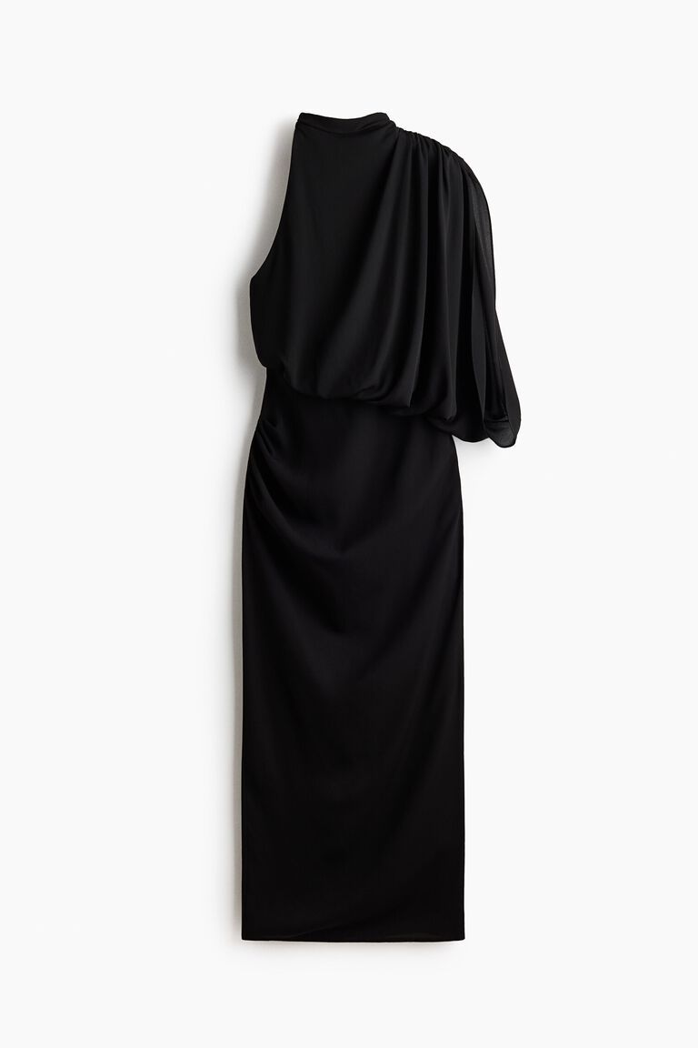 Draped one-shoulder dress