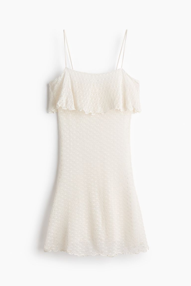 Pointelle-knit strappy top