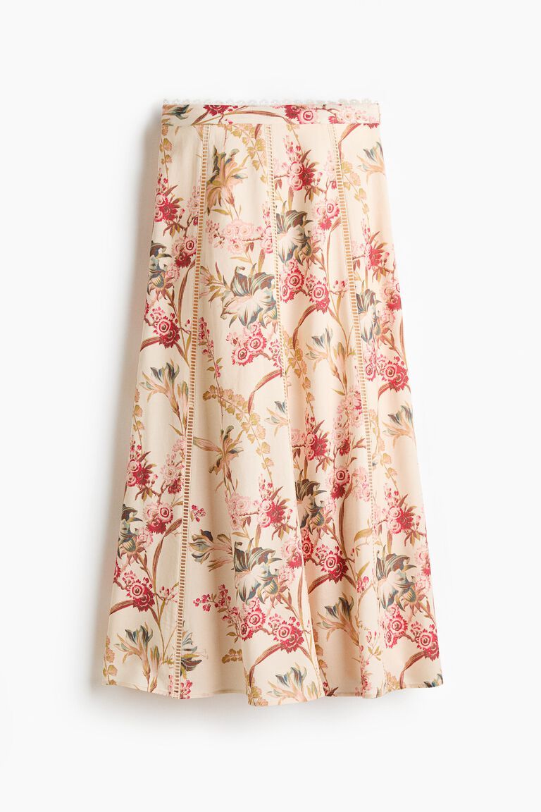 Linen-blend skirt