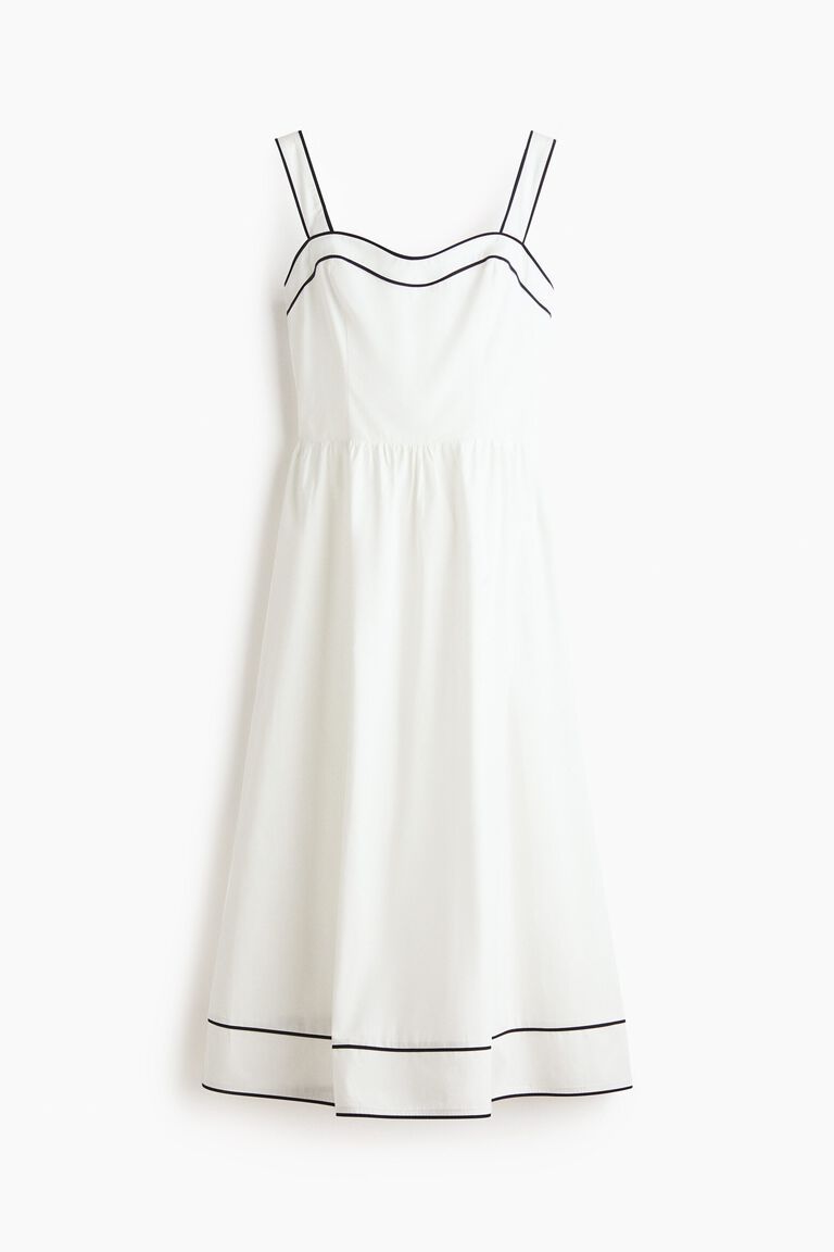Flared-skirt cotton dress