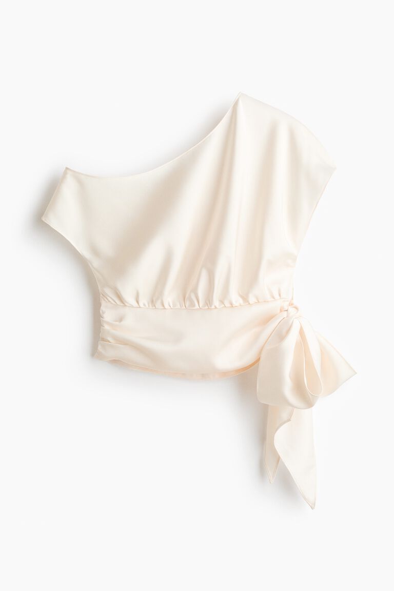 Satin one-shoulder blouse
