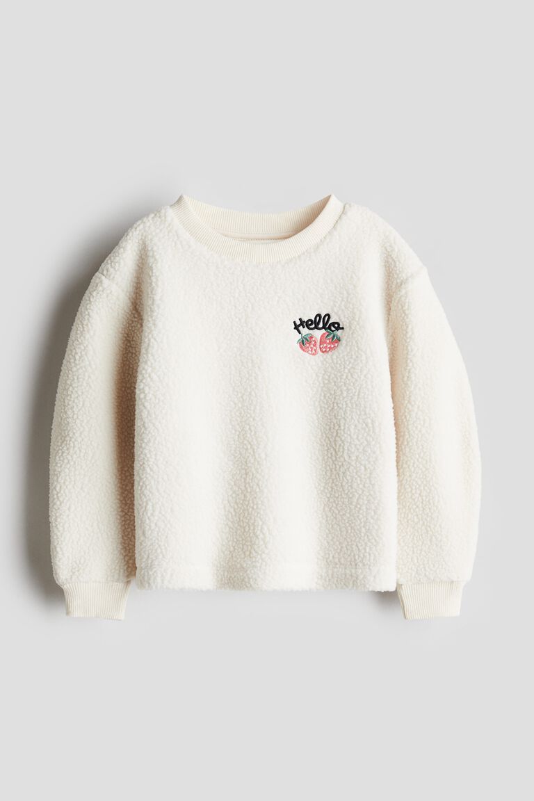 Embroidered teddy sweatshirt