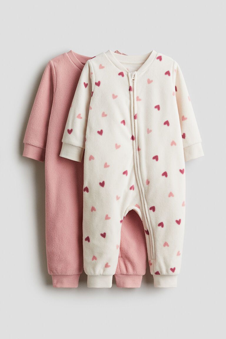 2-pack fleece zip-up sleepsuits
