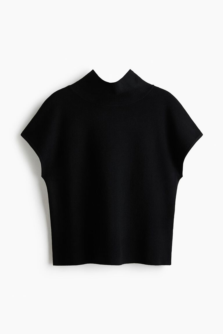 Fine-knit turtleneck top