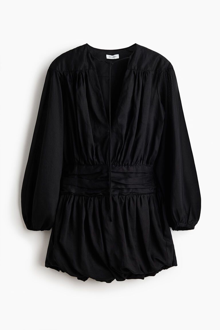 Ramie-blend bubble-hem dress