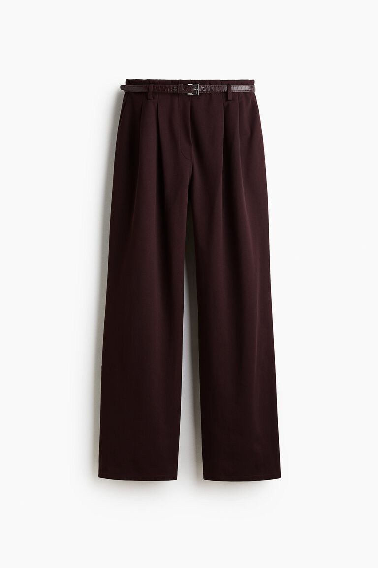 Belted twill trousers