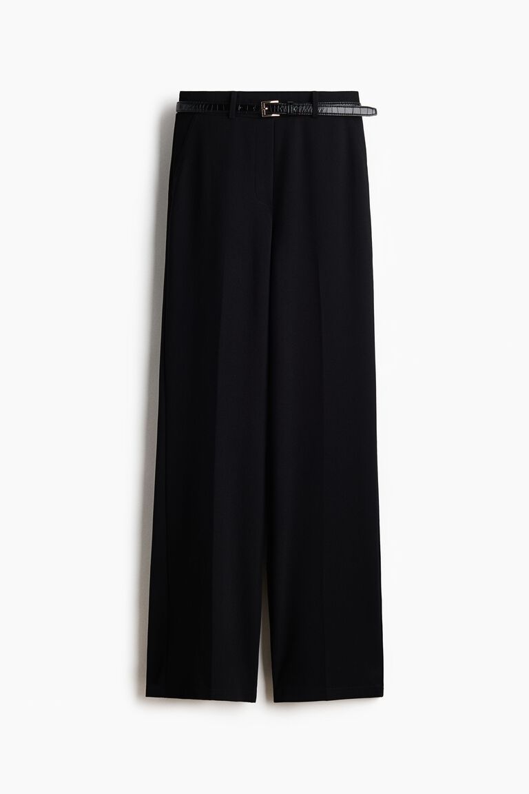 Straight belted trousers