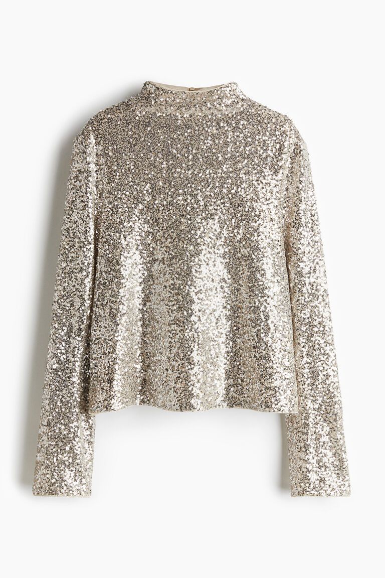 Sequined turtleneck top