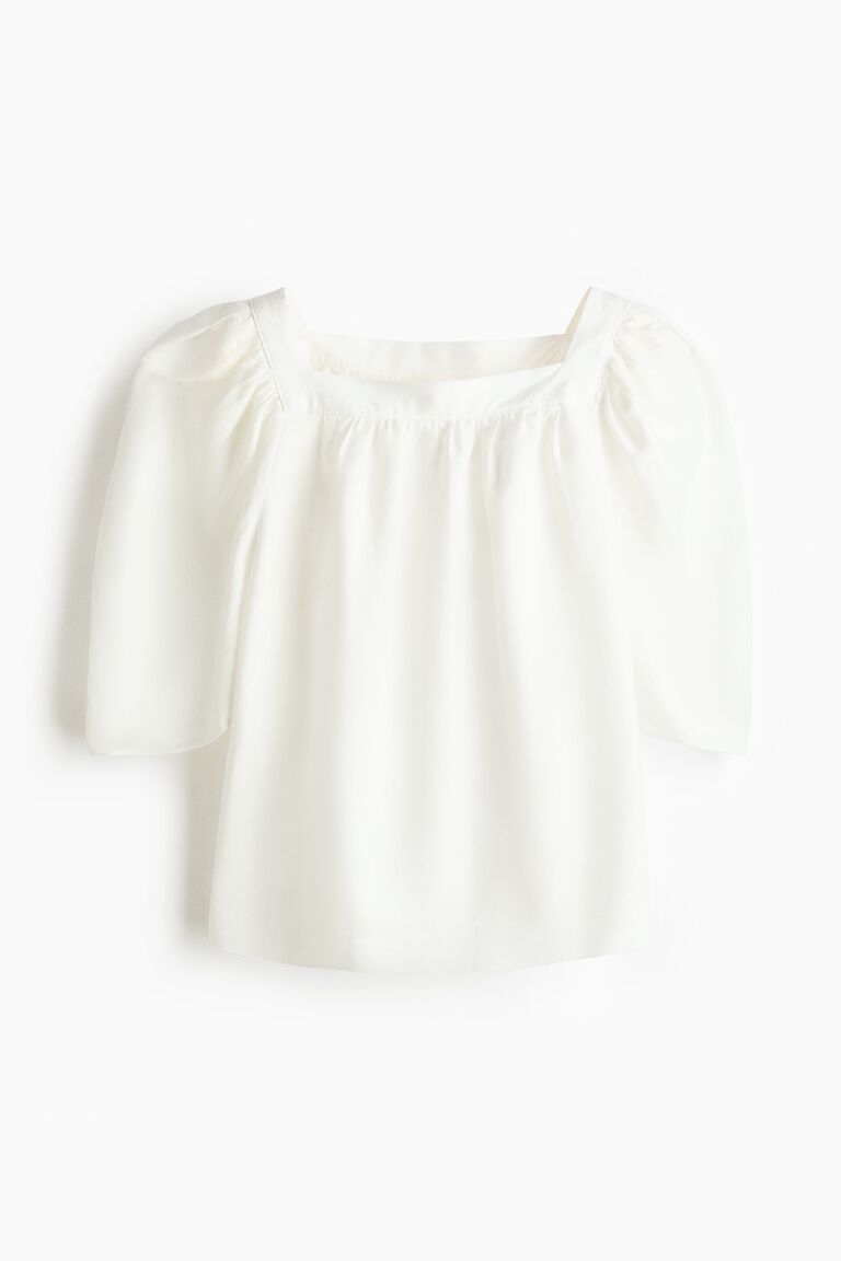 Linen-blend blouse
