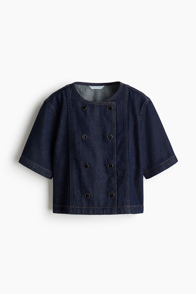 Double-breasted denim shirt