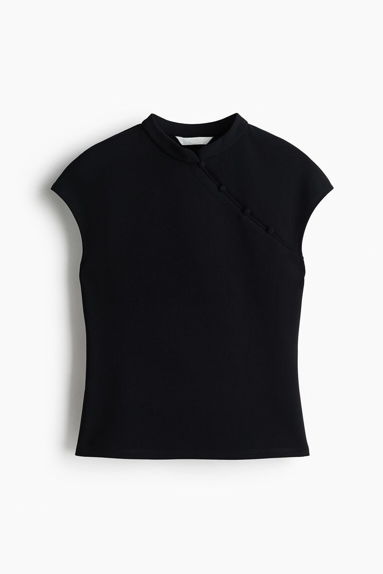 Button-detail cap-sleeved top