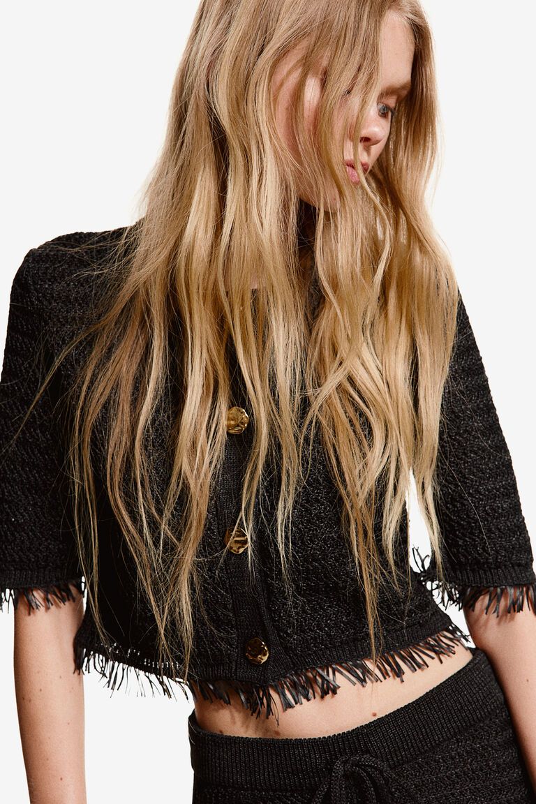Raffia-look cardigan
