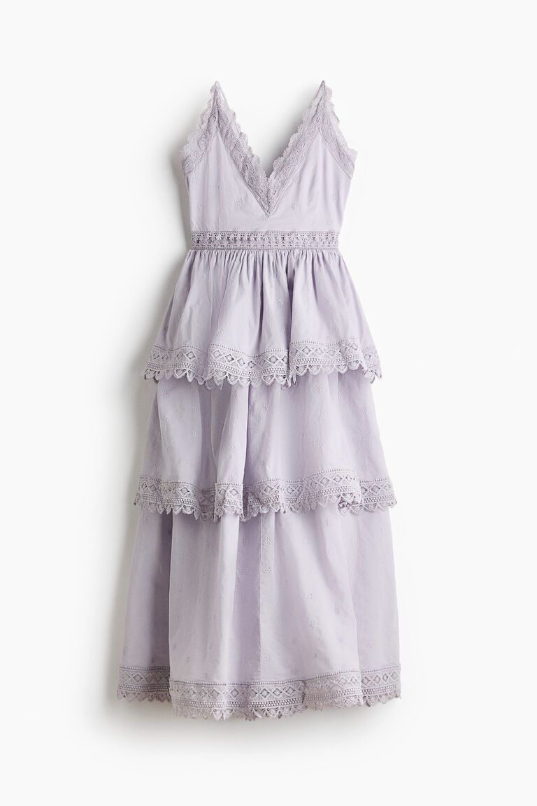 Lace-trimmed cotton dress