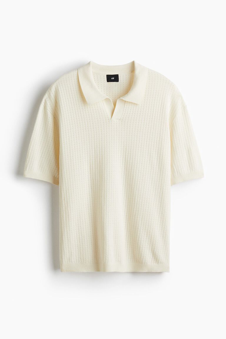 Loose Fit Textured-Knit Polo Shirt