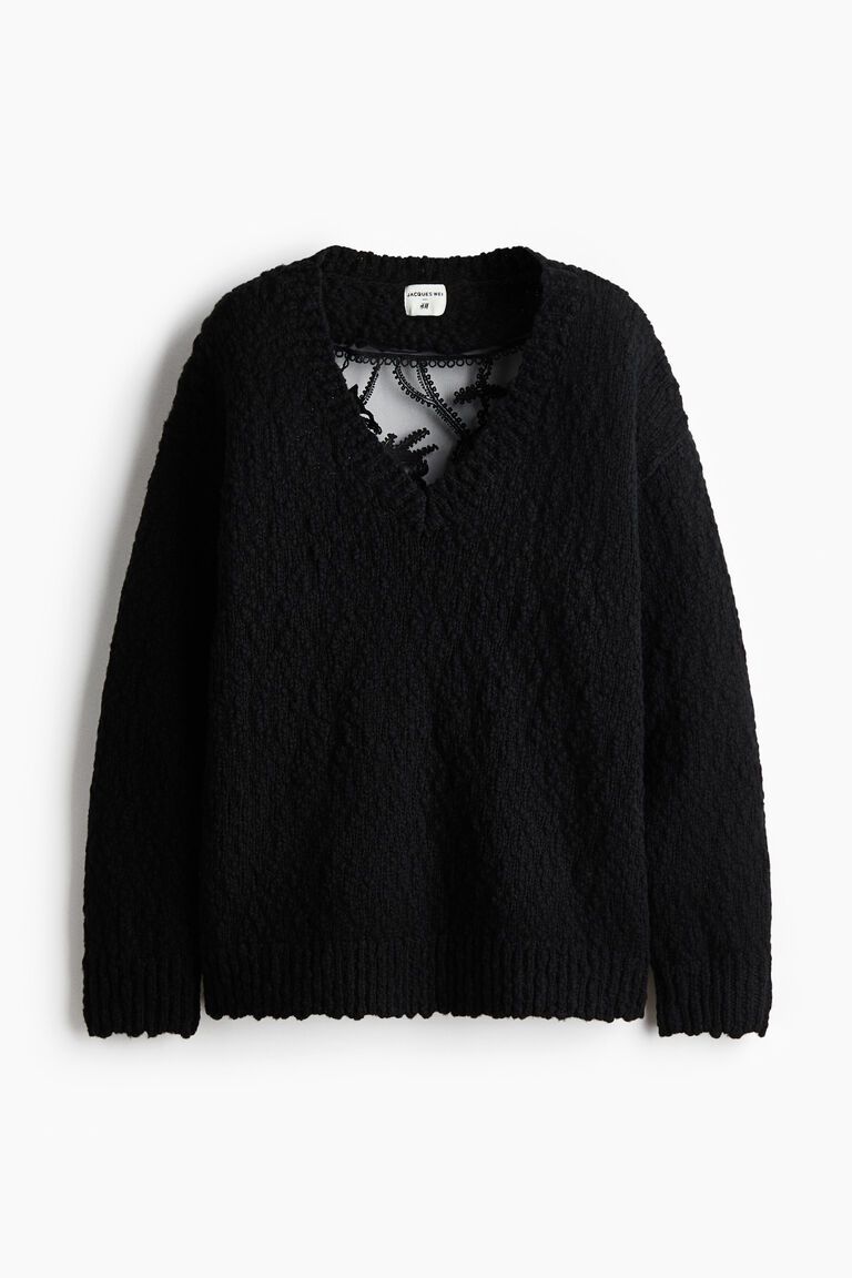 Embroidered wool-blend jumper