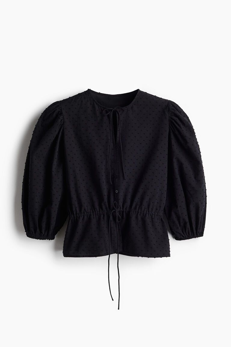 Puff-sleeved cotton blouse