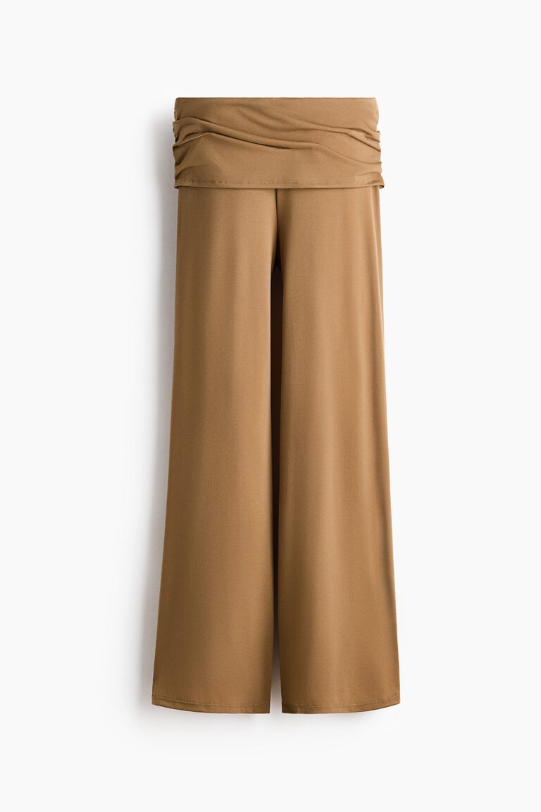 Draped fine-knit trousers