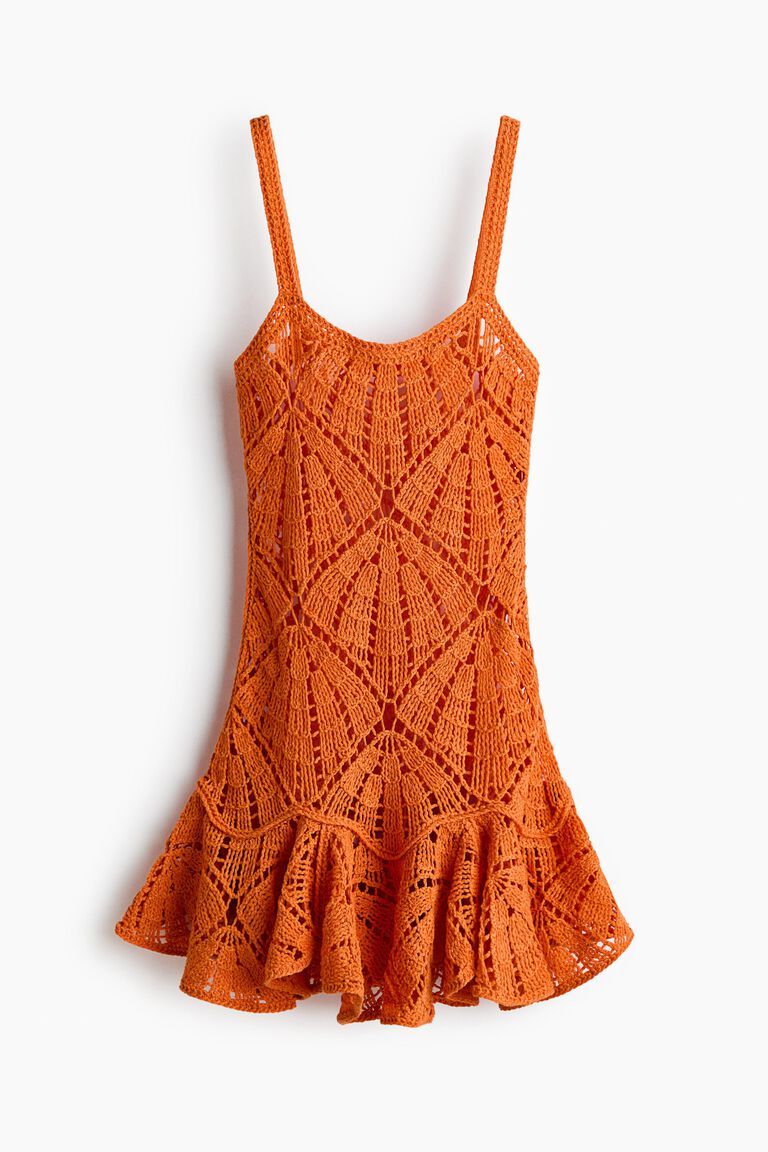 Crochet-look strappy dress