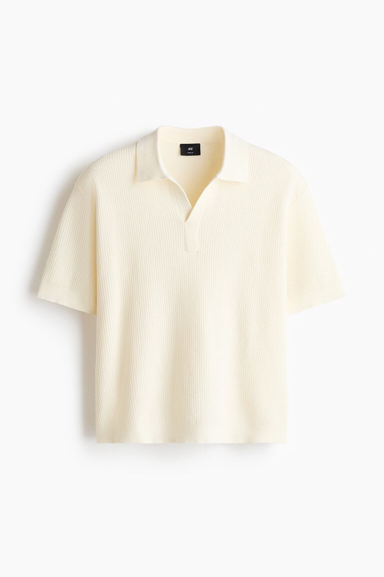 Regular Fit Cable-knit polo shirt