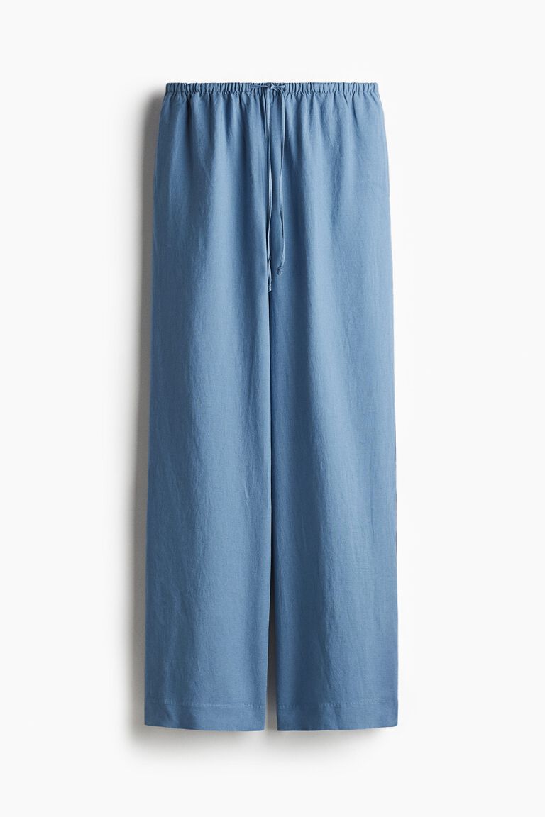 Straight linen-blend trousers