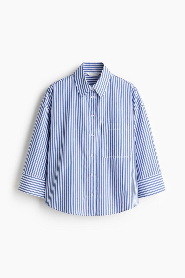 Short poplin shirt