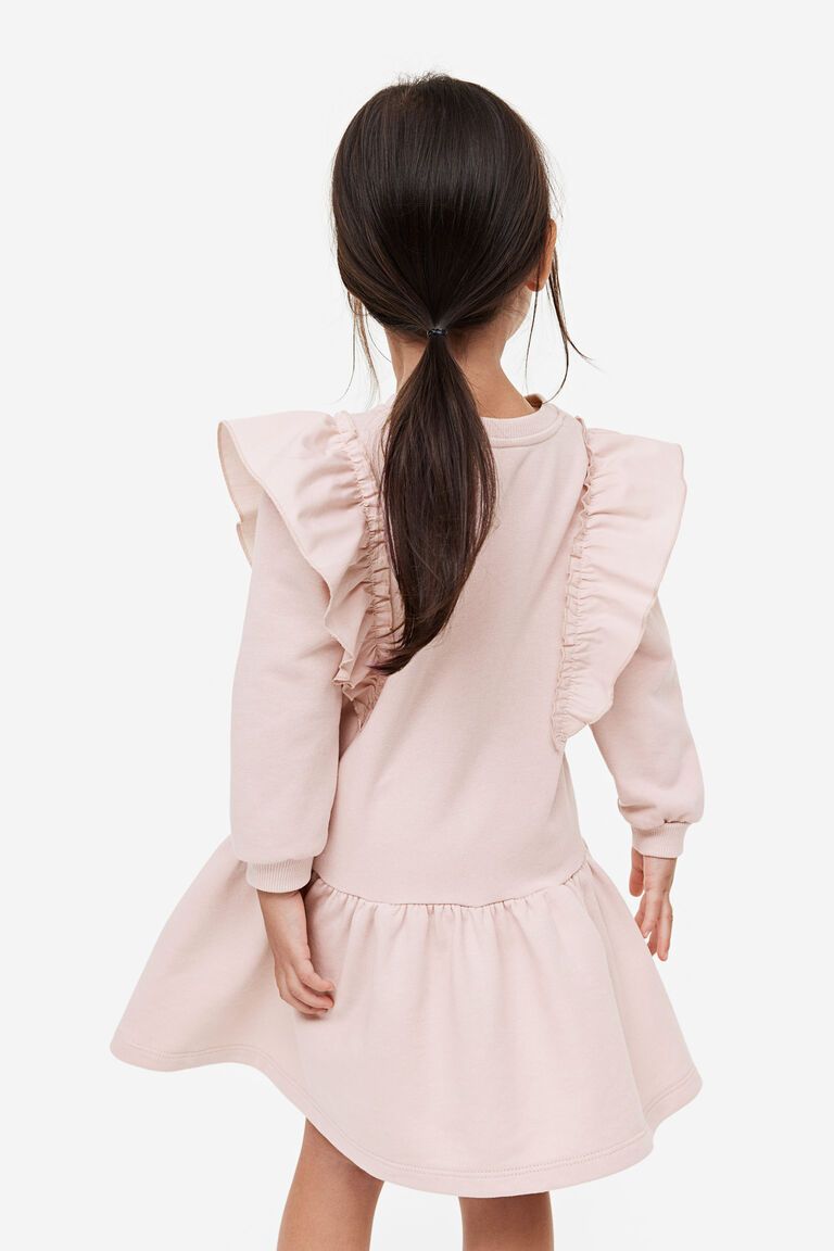 Flounce-trimmed sweatshirt dress