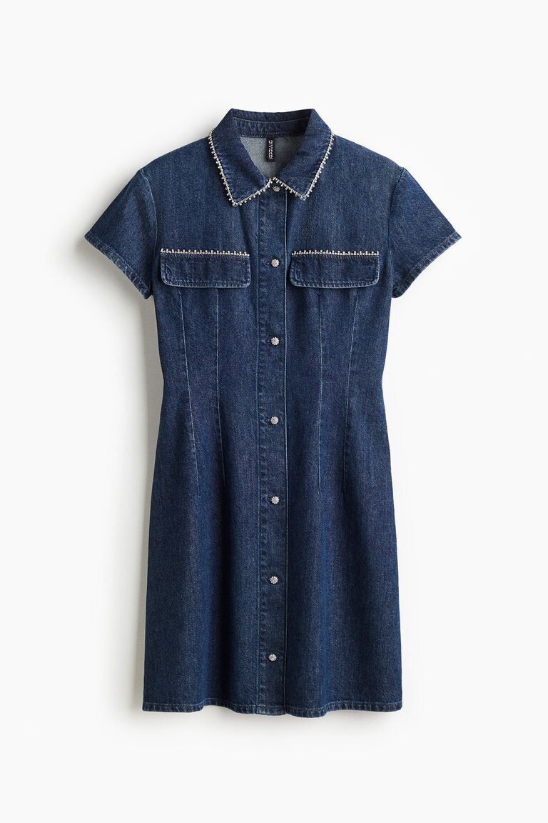 Embellished denim dress