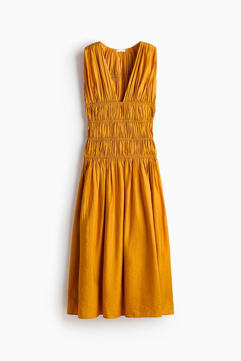 Smocked viscose-blend dress