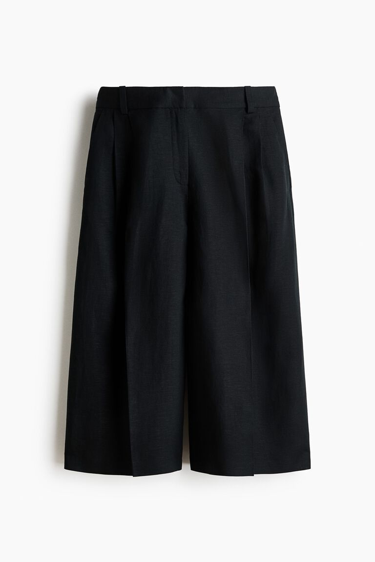 Wide linen-blend culottes