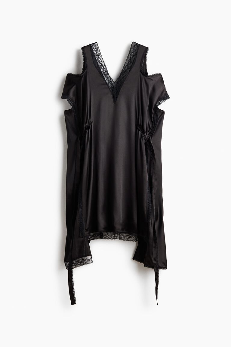 Lace-trimmed satin dress
