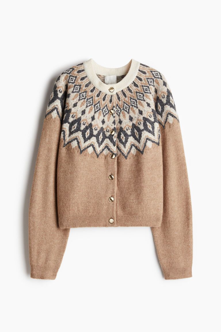 Jacquard-knit cardigan