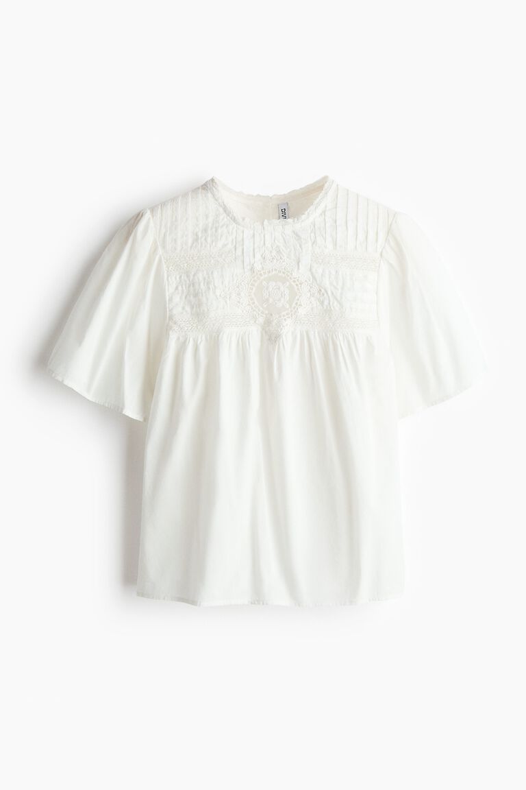 Broderie-anglaise cotton blouse