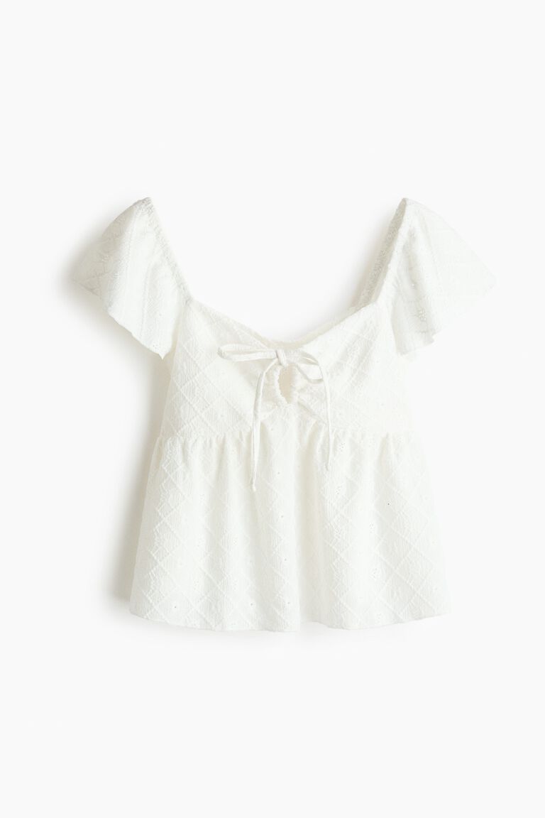Pointelle jersey blouse