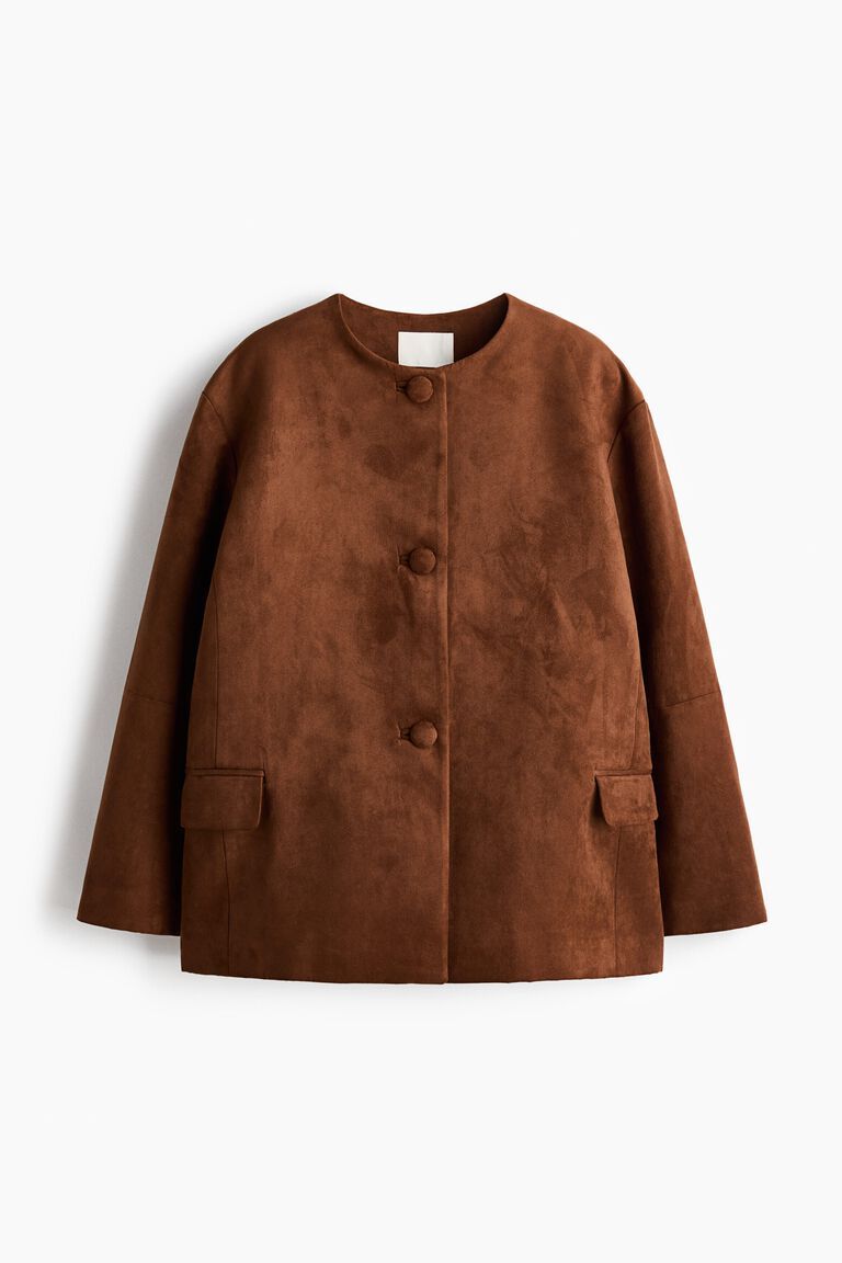 Collarless jacket