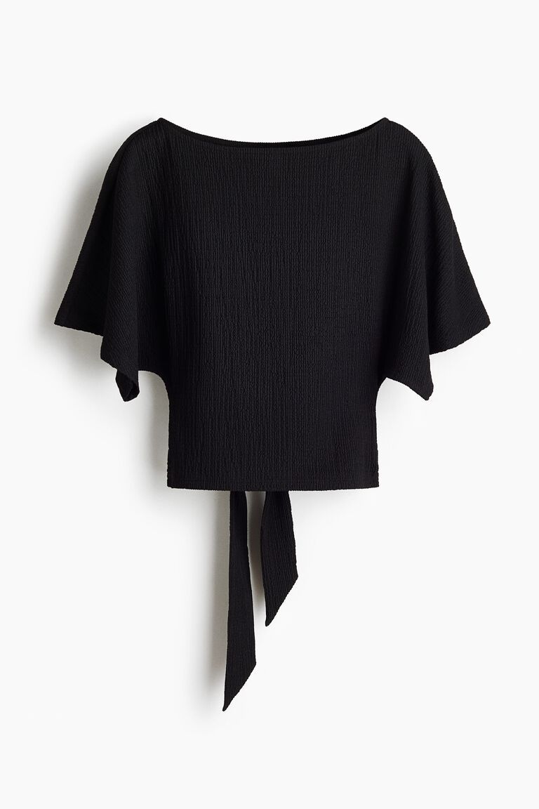 Crinkled tie-detail top