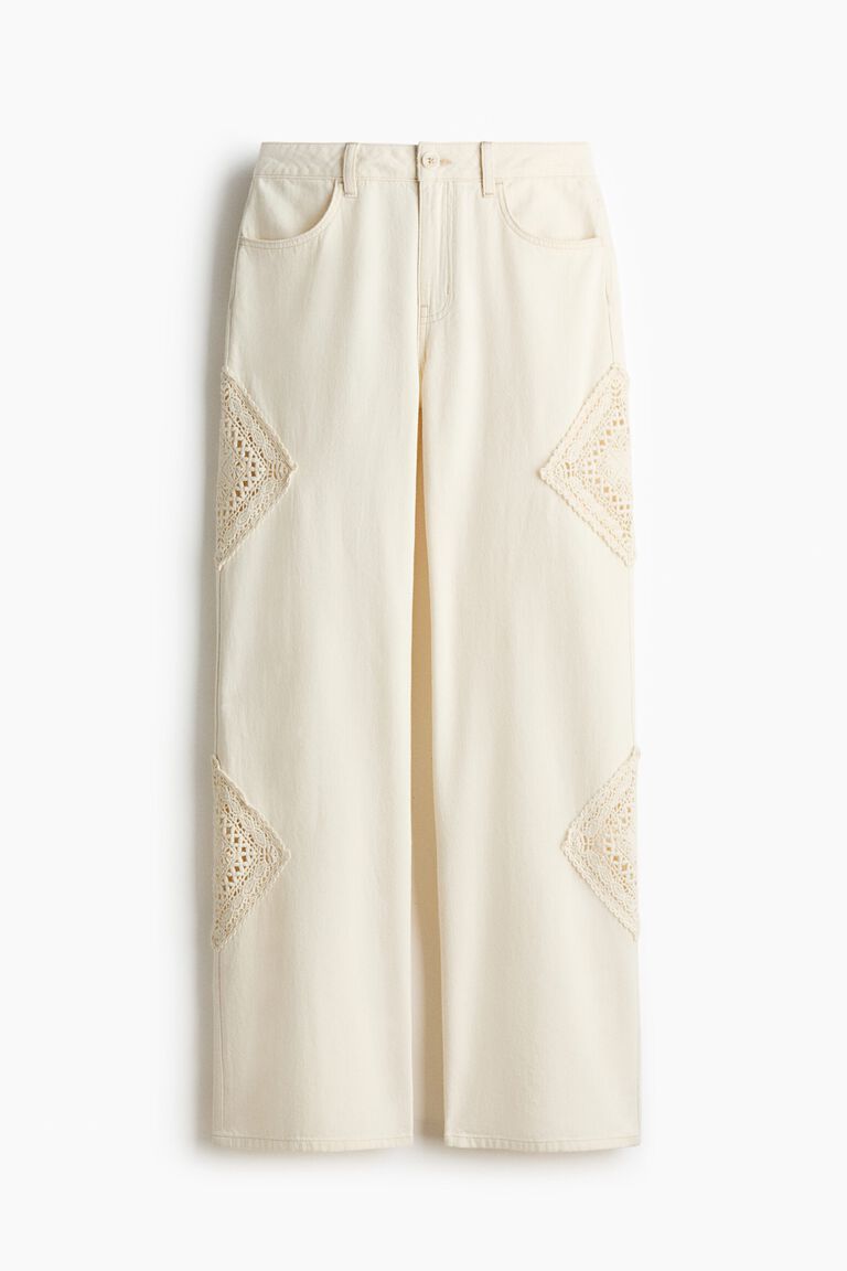 Crochet-look-detail trousers