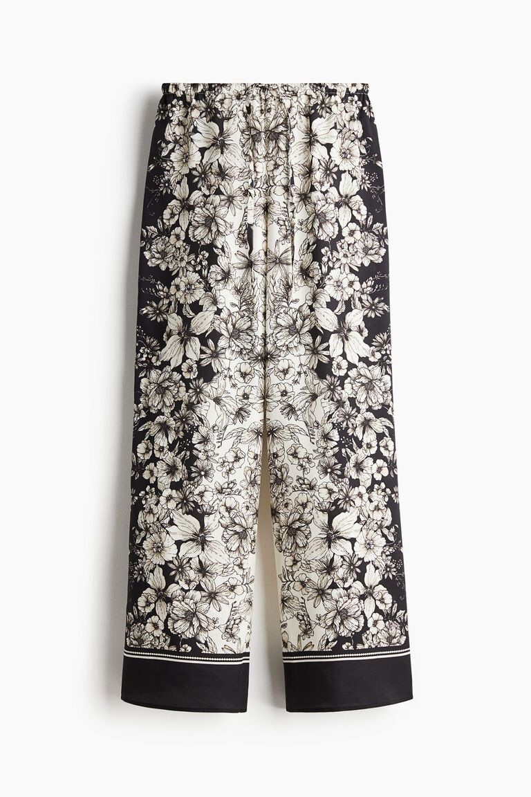 Printed drawstring trousers