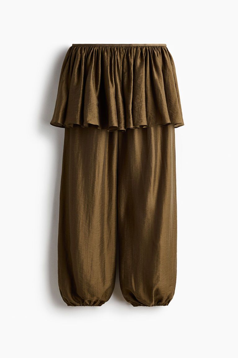 Skirt-layered balloon trousers