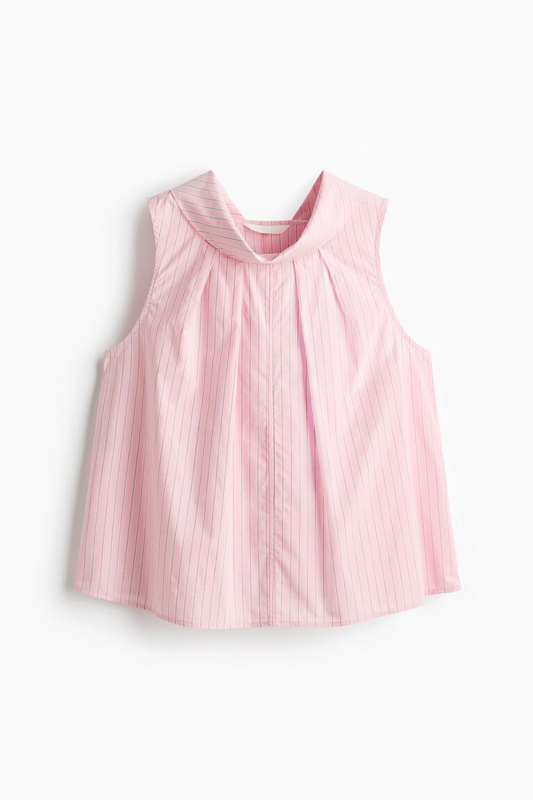 Scarf-collar viscose-blend blouse