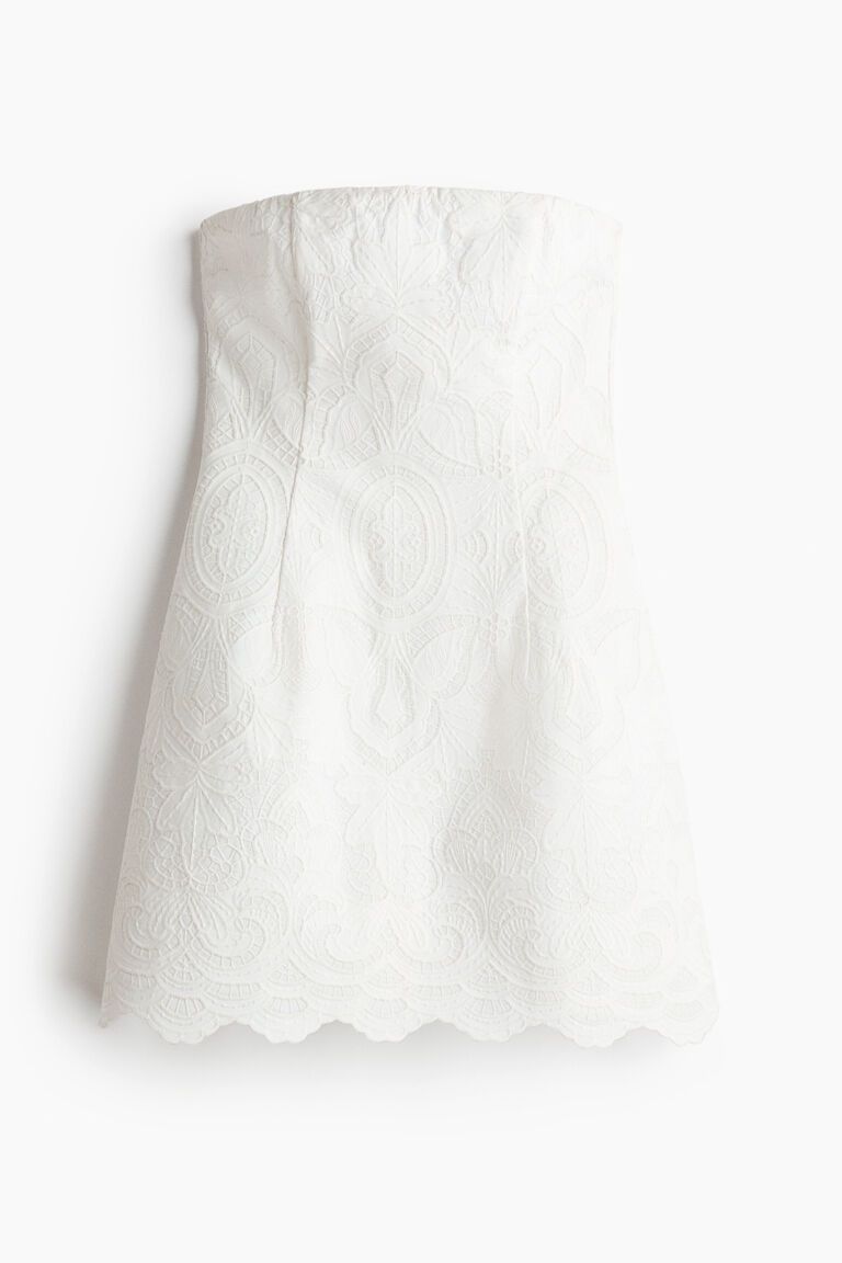 Embroidered bandeau dress