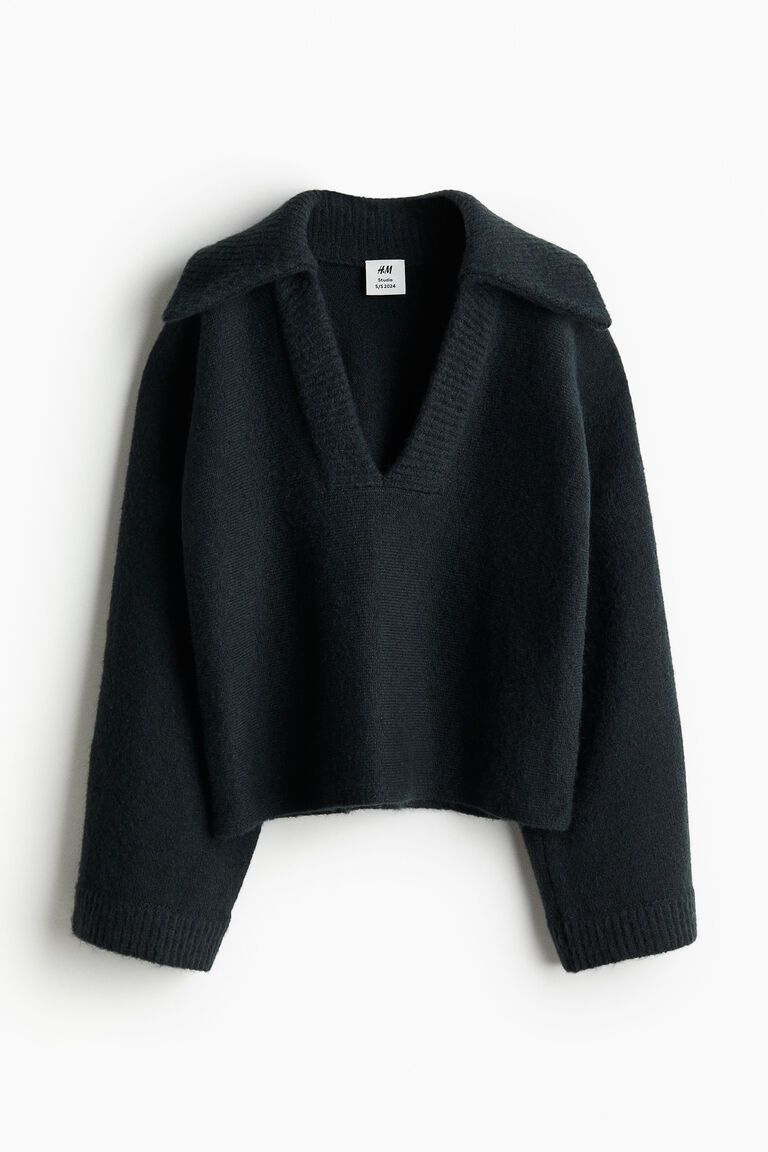 Wool-blend collared jumper