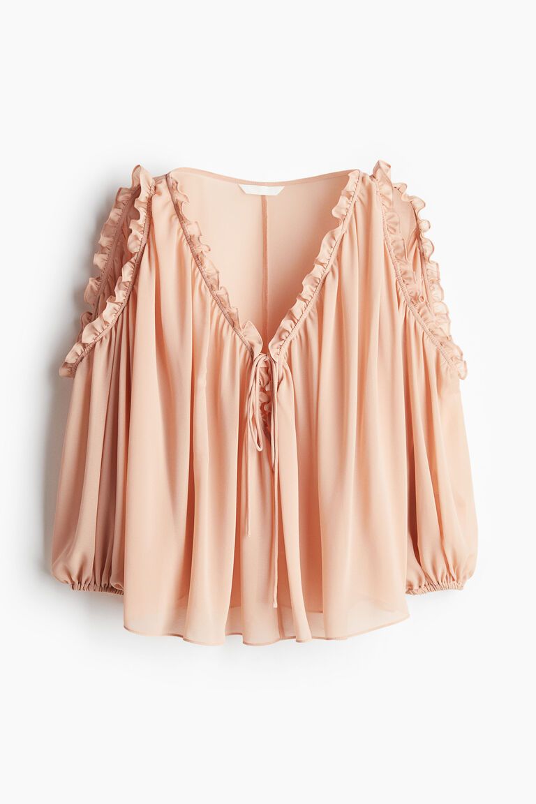 Cold-shoulder chiffon blouse