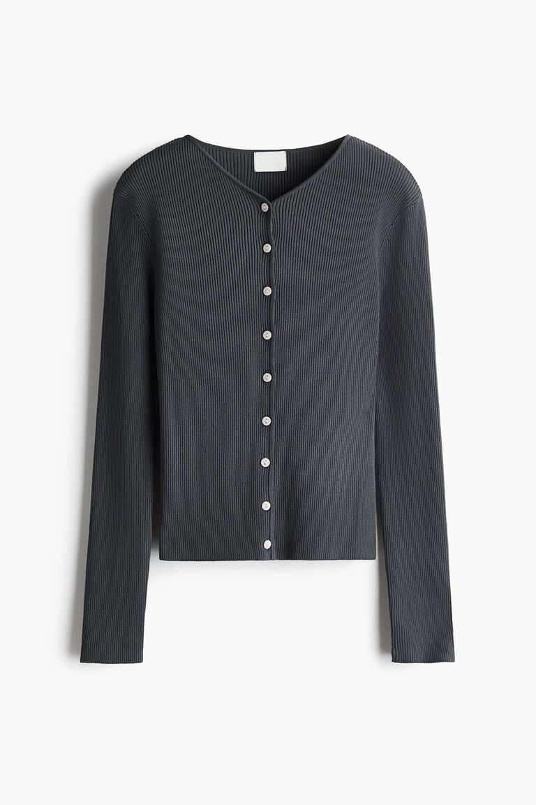 Rib-knit viscose-blend cardigan